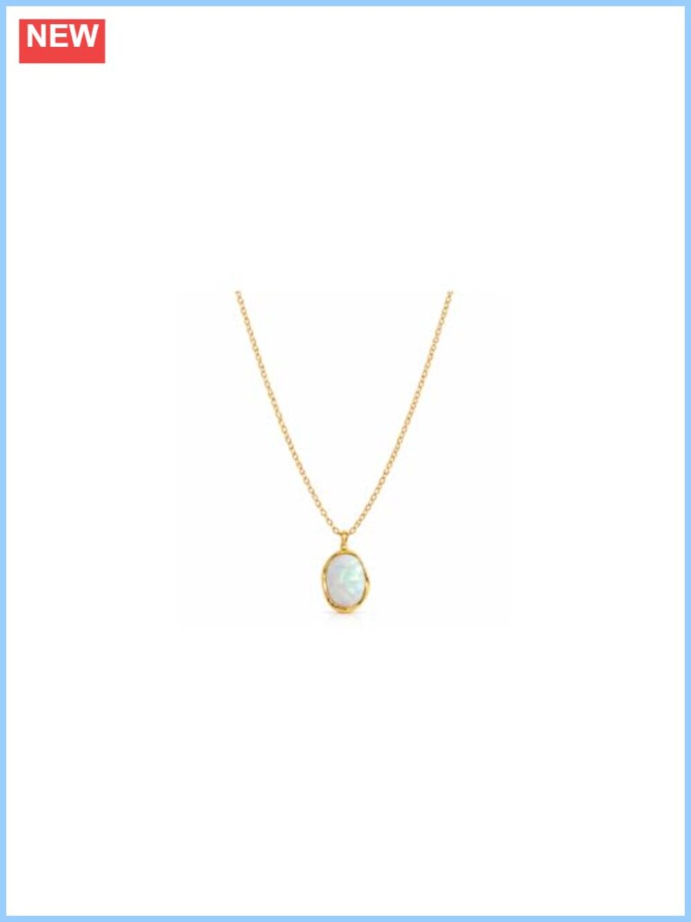 18K Gold Plated Opal Pendant Choker Necklace Adjustable Women's Jewelry